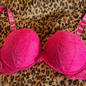 Victoria's Secret Lace Push-Up Bra - Hot Pink